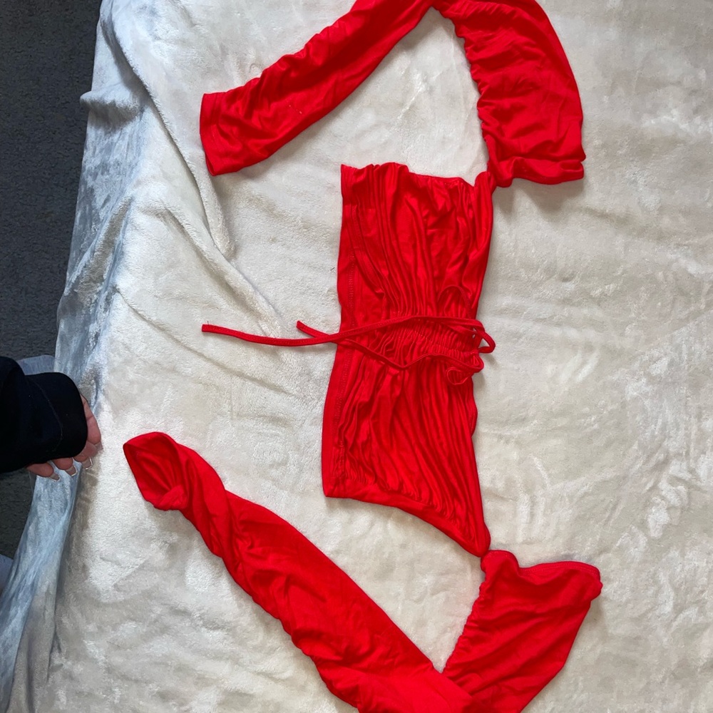 Red Strapless Top